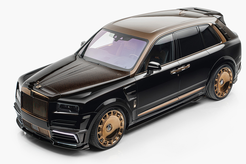 Mansory Linea D'Arabo, une Rolls-Royce Cullinan en noir et doré